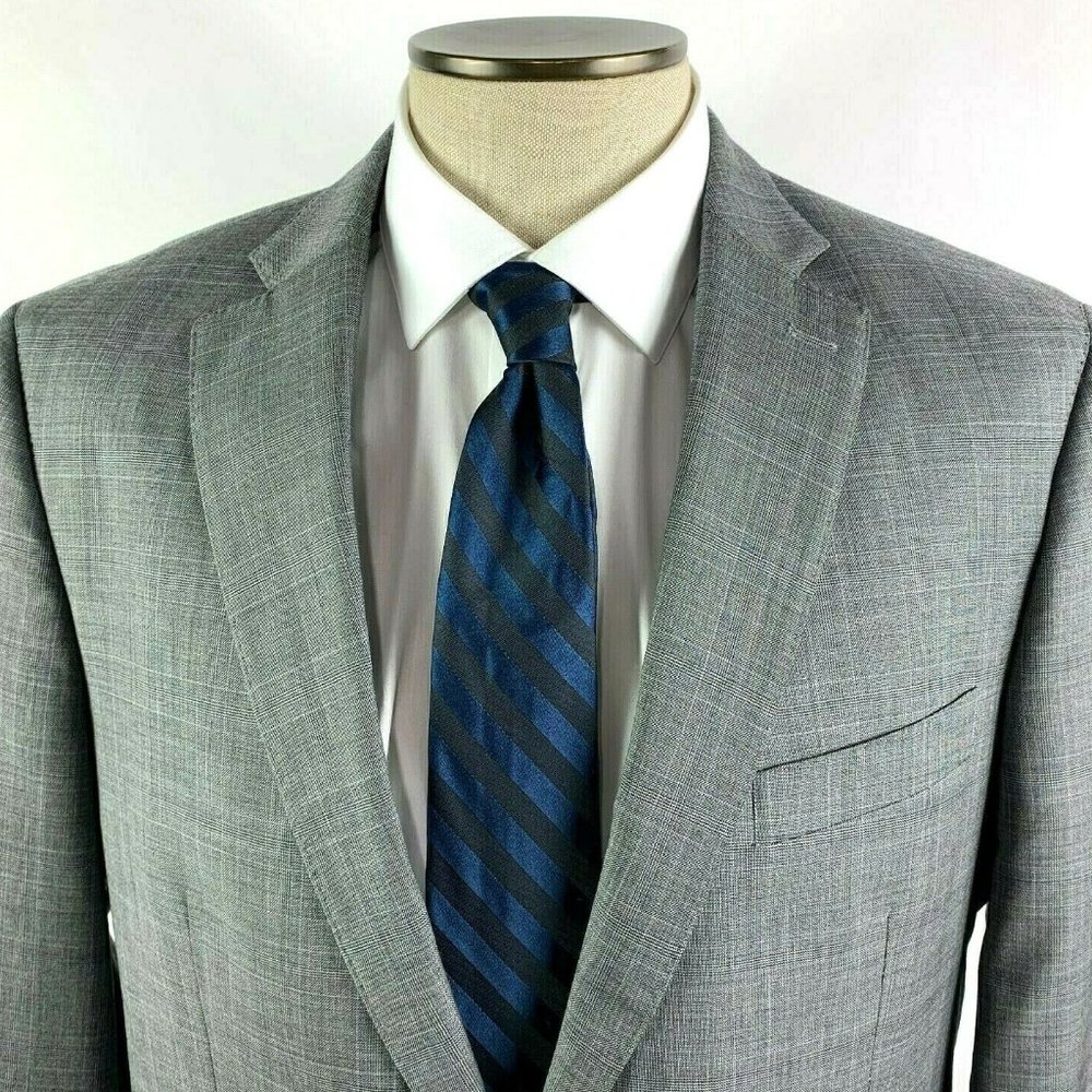 Peter Millar Mens 42R Gray Plaid 2 Button Sport Coat Suit Jacket 100% Wool